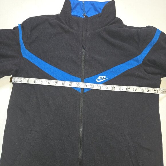 NIKE Full Zip Up Blue Black Reversible Windbreaker Jacket Boys Large Fleece Nylo - Picture 7 of 11